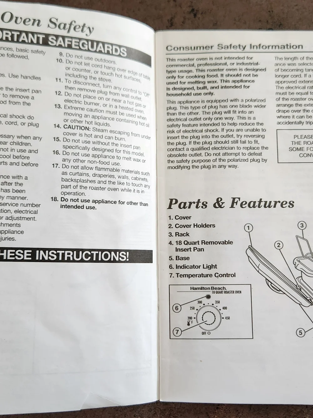 Hamilton Beach Roaster Oven Paper Manual & Recipes 840071900 English/French